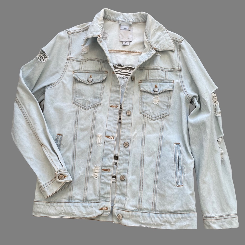 Iris Basic & Contemporary Distressed Jean Jacket … - image 2